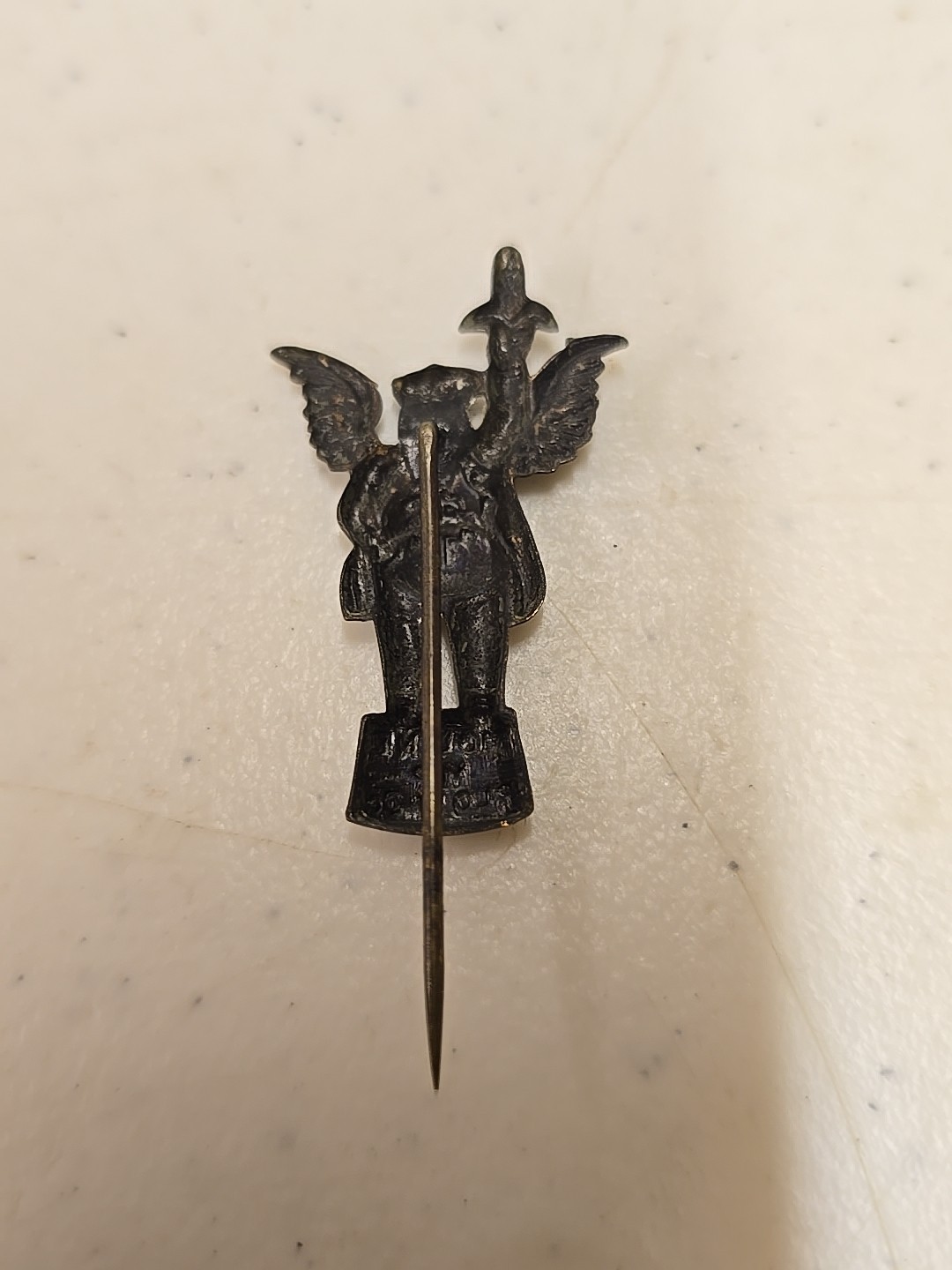 Antique 2&Prime; Moline Plow Co Flying Dutchman Advertising Brass Stick Pin