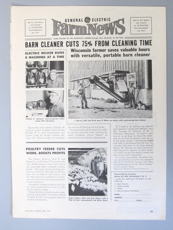 Original 1954 GE News Photo Endorsed Ad Wallace Johnson Oneida New York