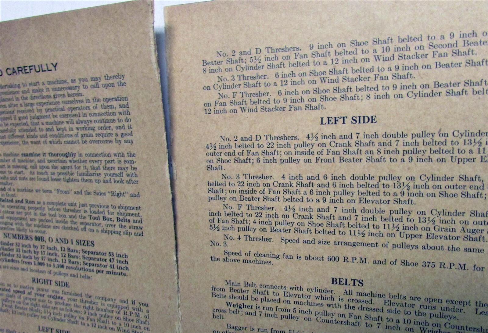 1930s Pioneer Grain Threshers Specs Agricultural Owners Manual Folder