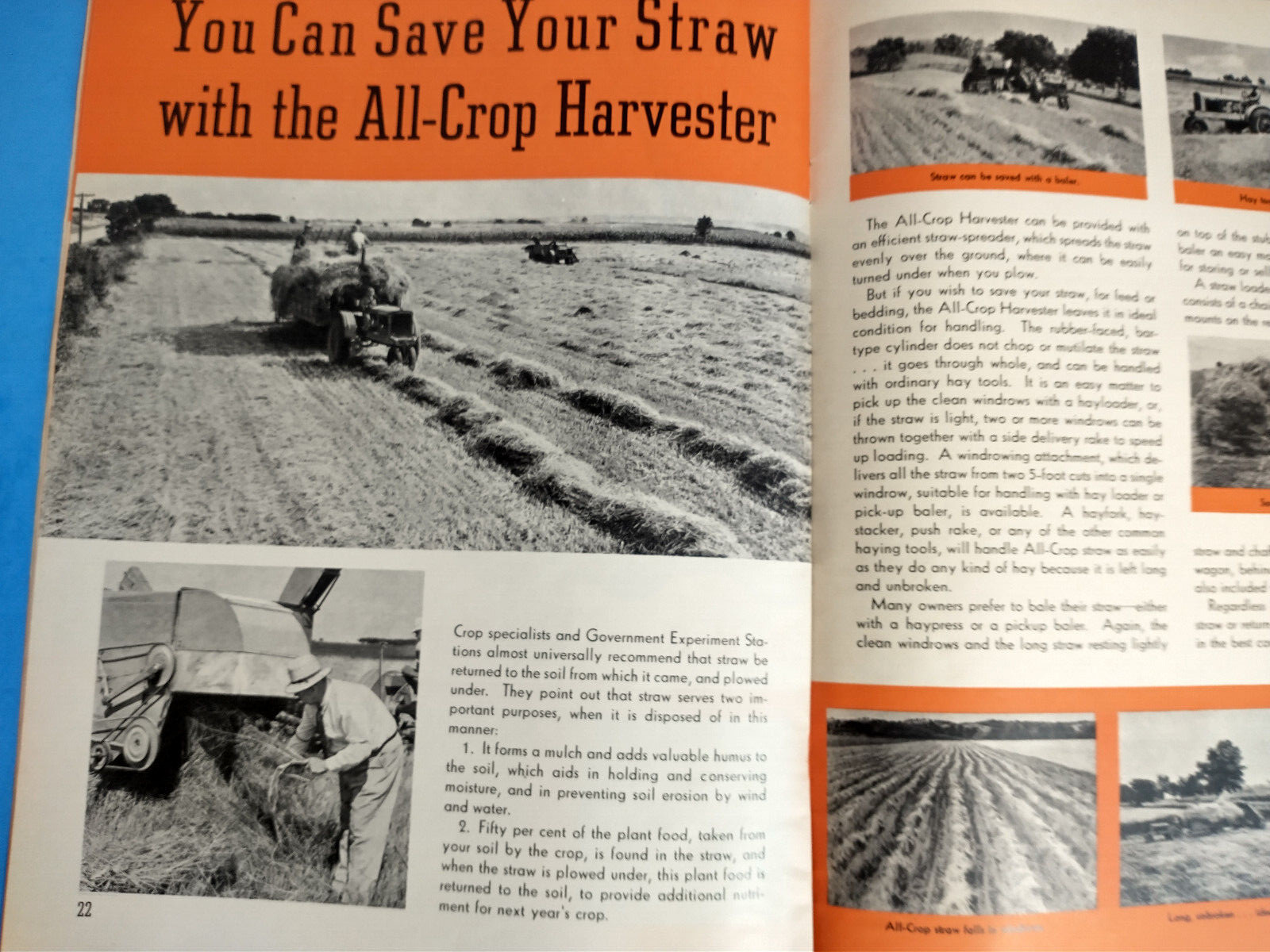 ALLIS CHALMERS HARVESTER ALL CROP TRACTOR 1938 BROCHURE ORIGINAL FARM