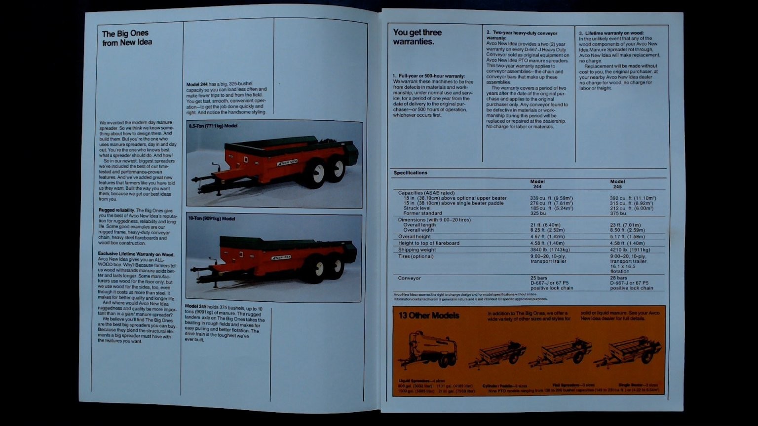 Avco New Idea Manure Spreaders Brochure Model 244 245 Vintage