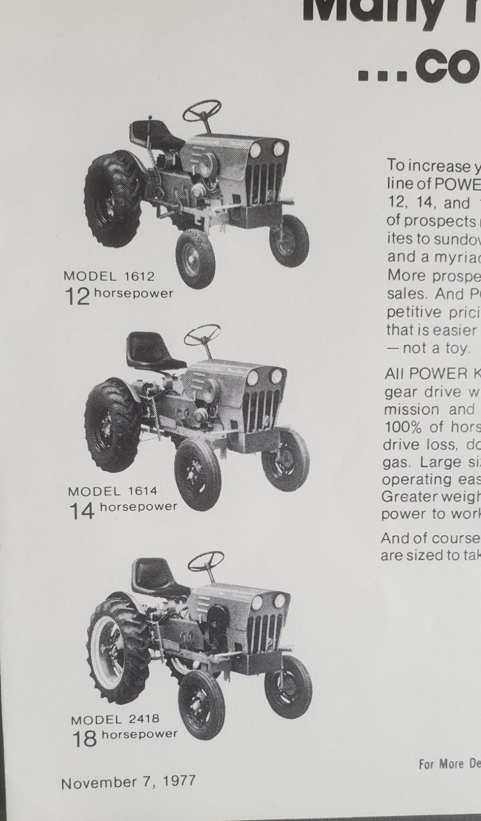 Power King 3 Pages of Magazine Ads 1977 1978 and 1980