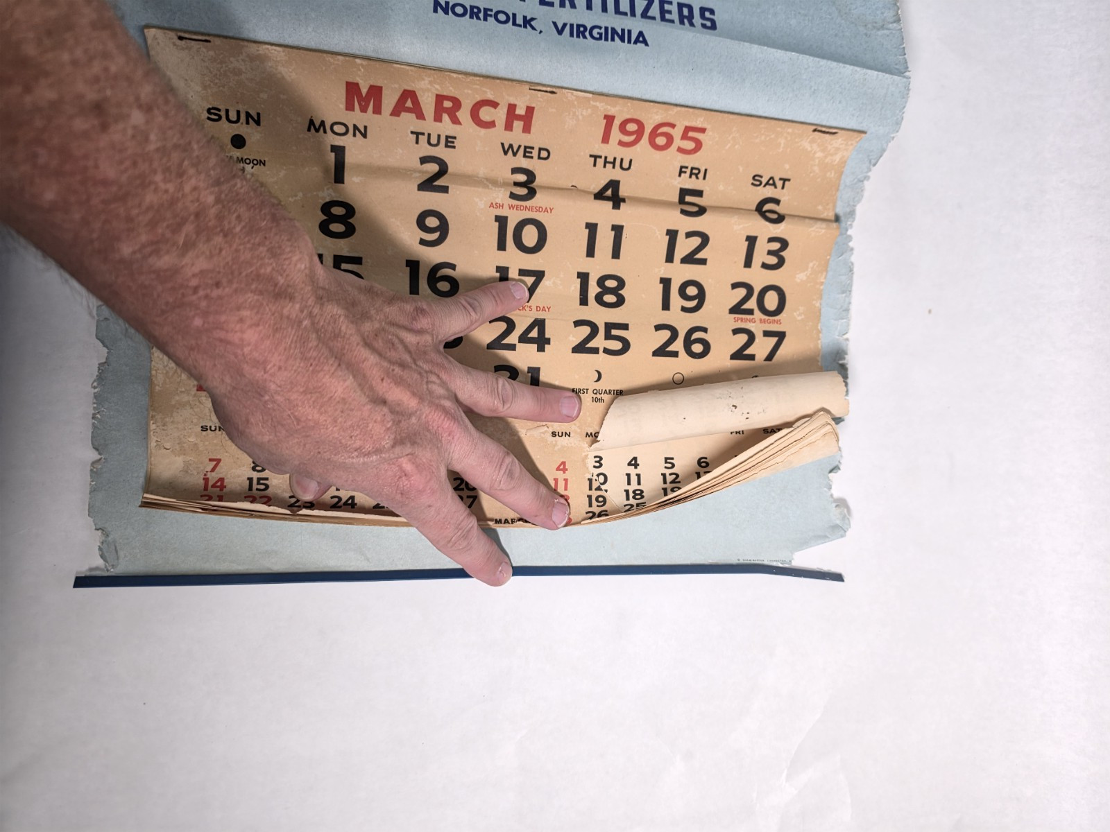 1965 Robertson&rsquo;s Proven Fertilizers Norfolk VA Vintage Advertising Calendar