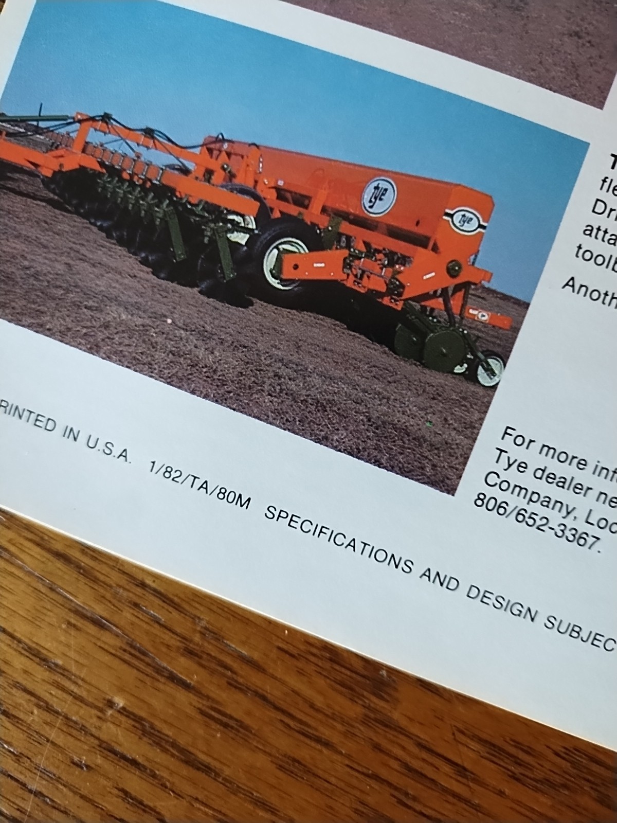 Vtg 1982 Tye Series IV Grain Drill Dealer Sales Brochure Features Bold Stripes
