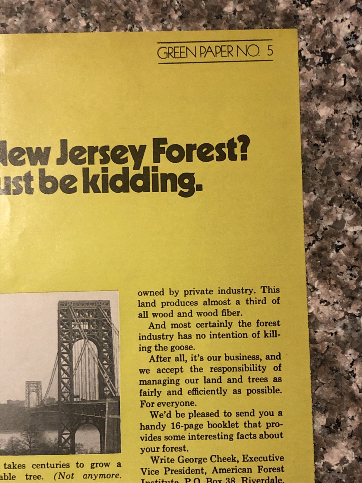 1974 American Forest Institute PRINT AD Great New Jersey Forest VTG 1970s