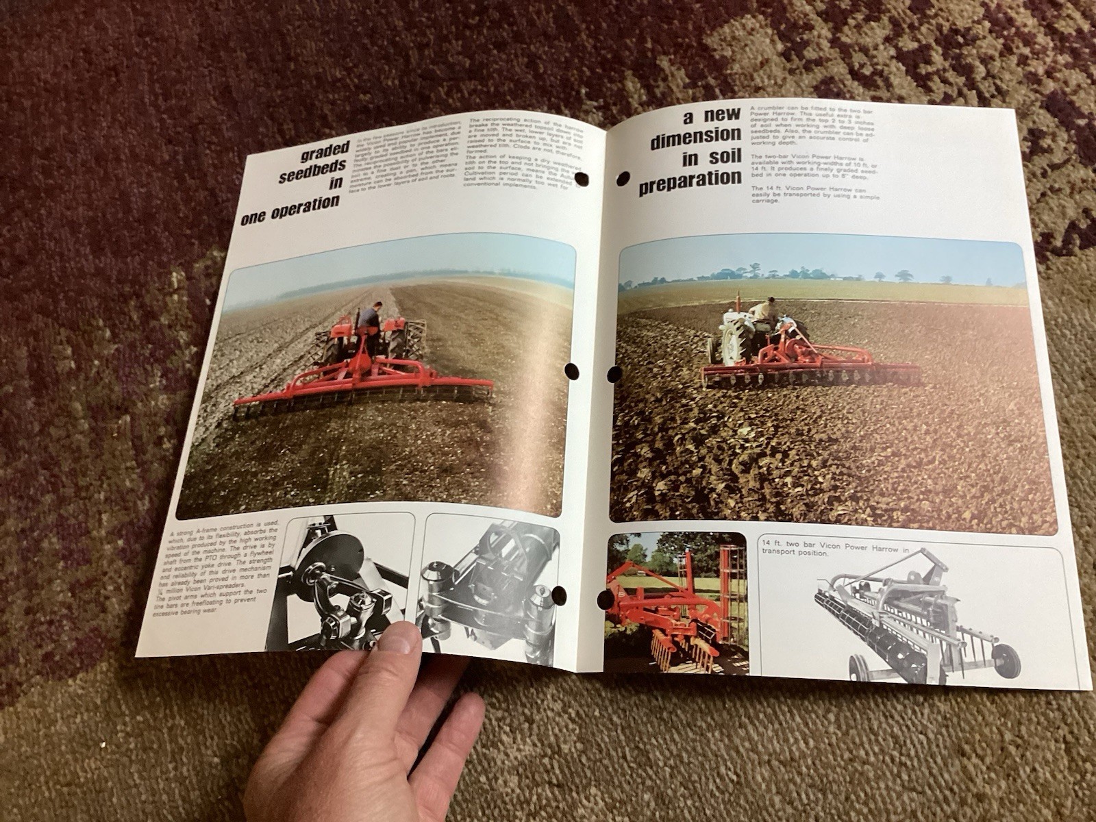 (5) 1975-6 Vicon Brochures – Rake, Harrow, Chisel Plow, Spreader
