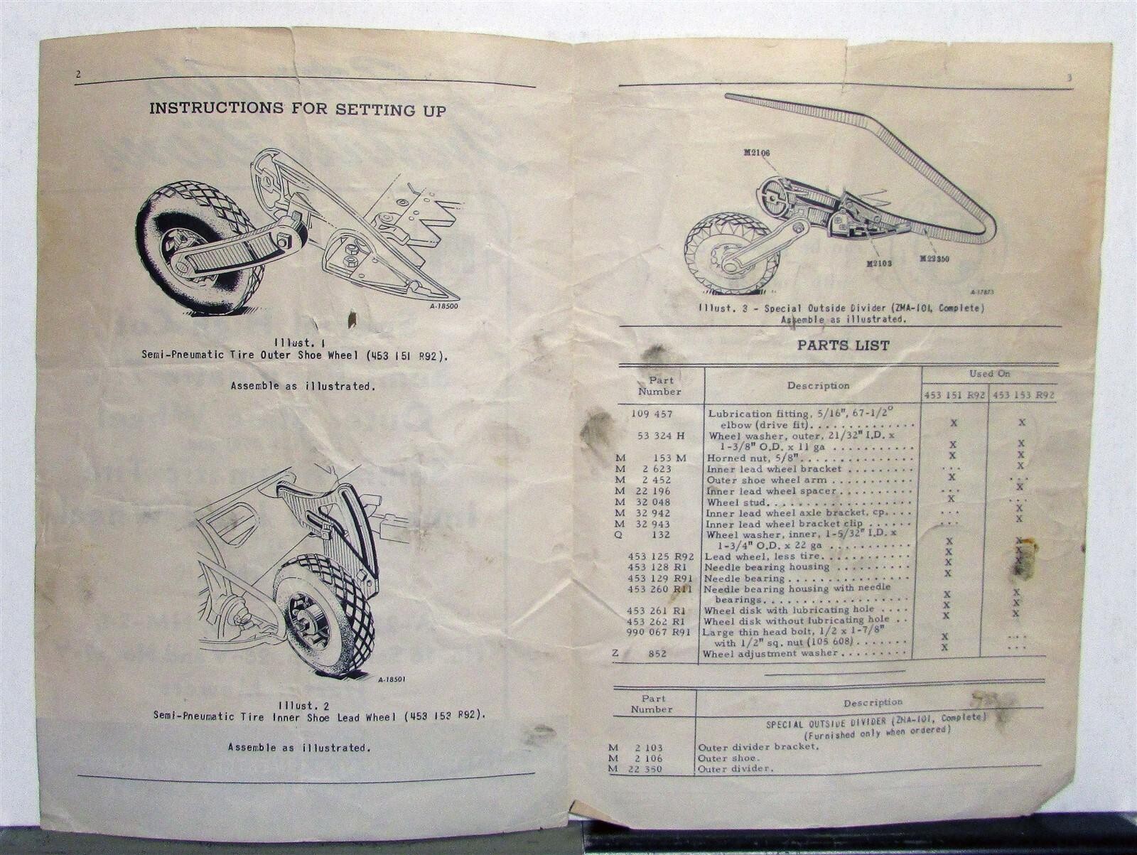 1951 International Harvester Special High Cut Diagrams Agriculture Parts List