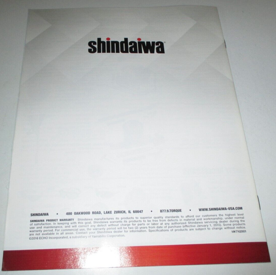 *Shindaiwa 2016 Full Line Sales Catalog Manual Brochure Chain Saws Trimmers &&