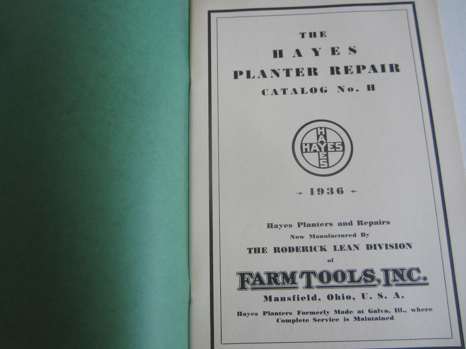 Old Vintage 1936 HAYES PLANTER – Agriculture CATALOG – Farm Tools – Mansfield OH