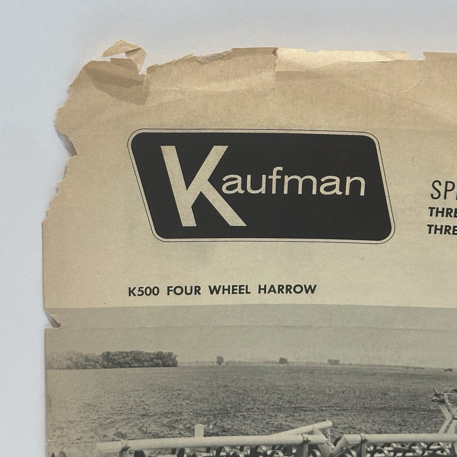 Vintage Kaufman Motor & Equip. Flyer Brochure Spring Tooth Harrow Newton KANSAS