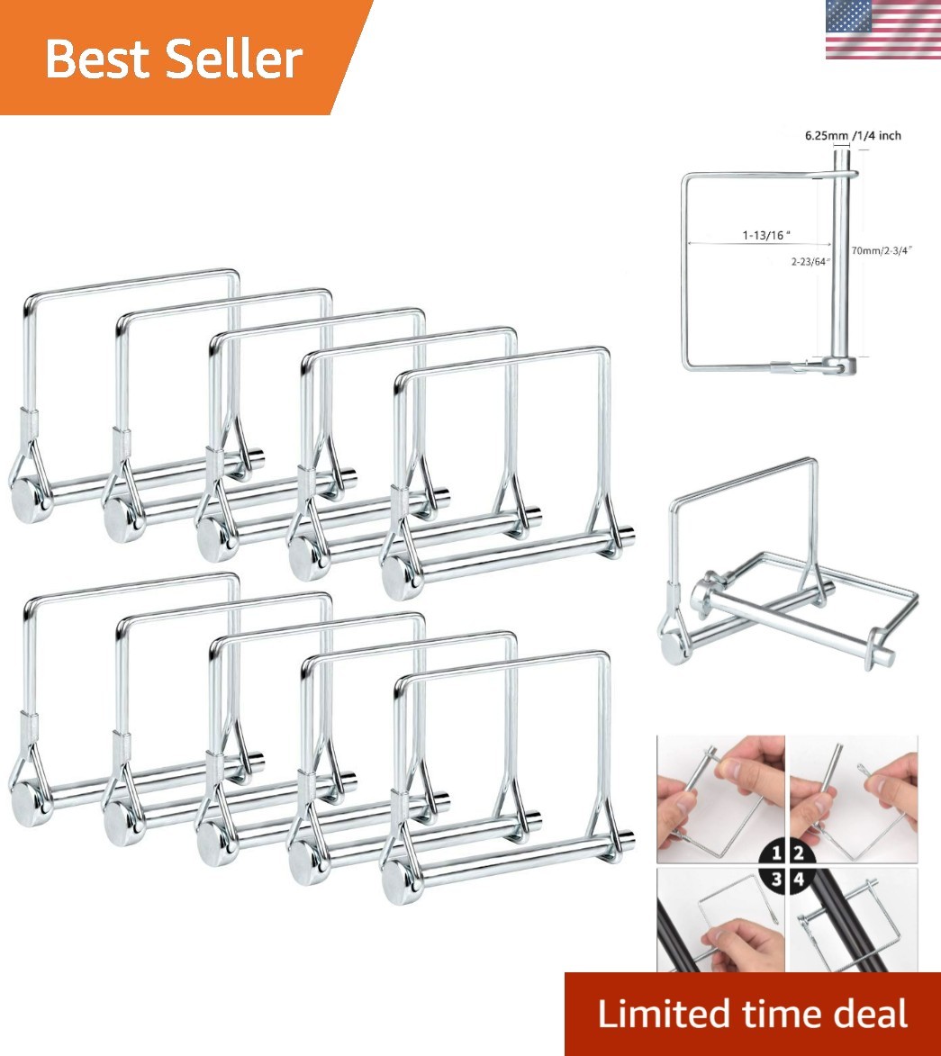 10 PCS Square Pto Pin Shaft Locking Pin 1/4 pin Hitch pin Wire Lock Pin Safet…