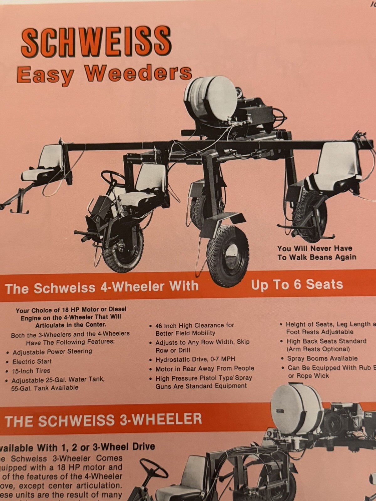 Vintage Farm Equipment 1983 Schweiss Easy Seeders Dealer Sales Brochure 2-Page