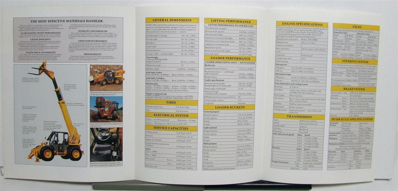 1990s JCB 51040 Loadall Telescopic Boom Specification Construction Sale Brochure