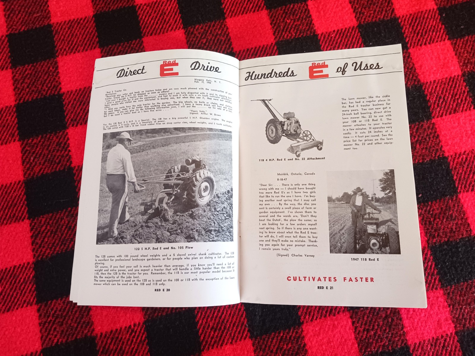 1949 Red-E Garden Tractor Catalog Farm Cultivator Page Brochure