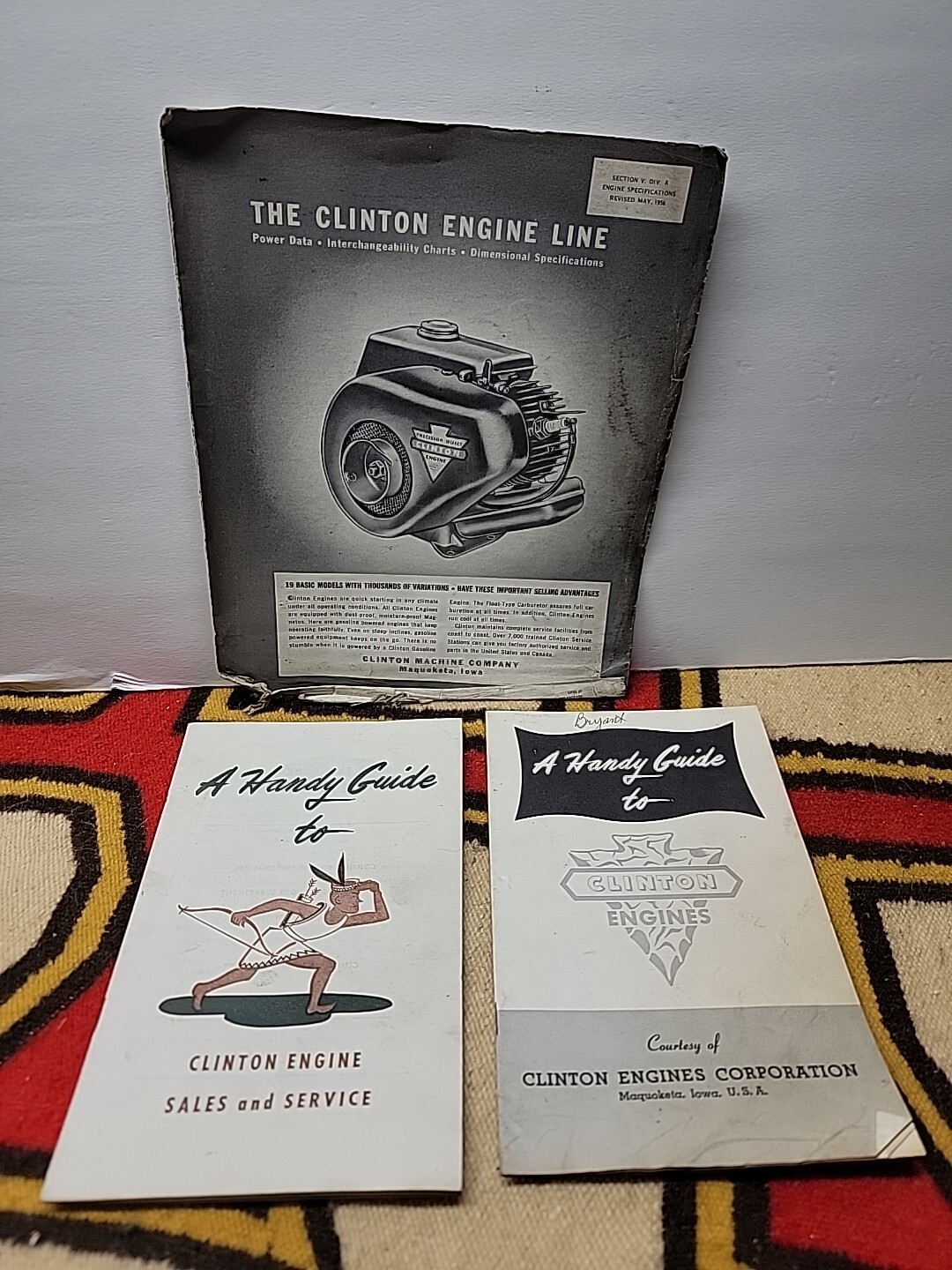 Clinton Engine Sales and Service Handy Guide Brochure + 2 Clinton Brochures/1123