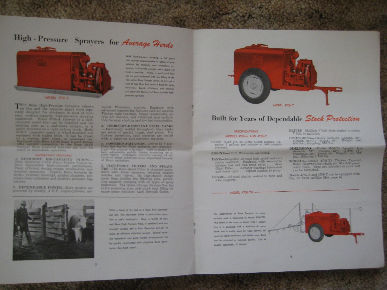 John Bean Mfg Co. Power Sprayers for Livestock Adv. Booklet, 1940&rsquo;s, Agriculture