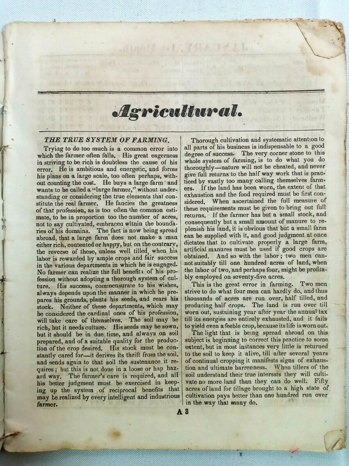 Vintage 1871 John Bear Baer&rsquo;s Agricultural Almanac Lancaster, PA Antique Farmers
