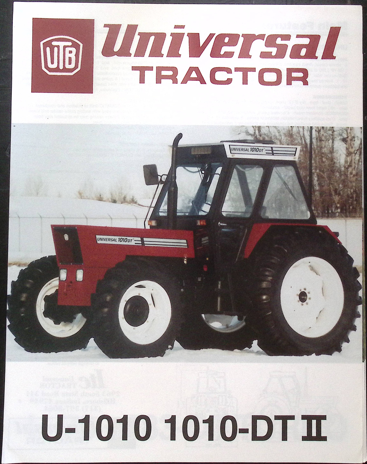 Universal Tractor U-1010, 1010-DT II spec sheet brochure