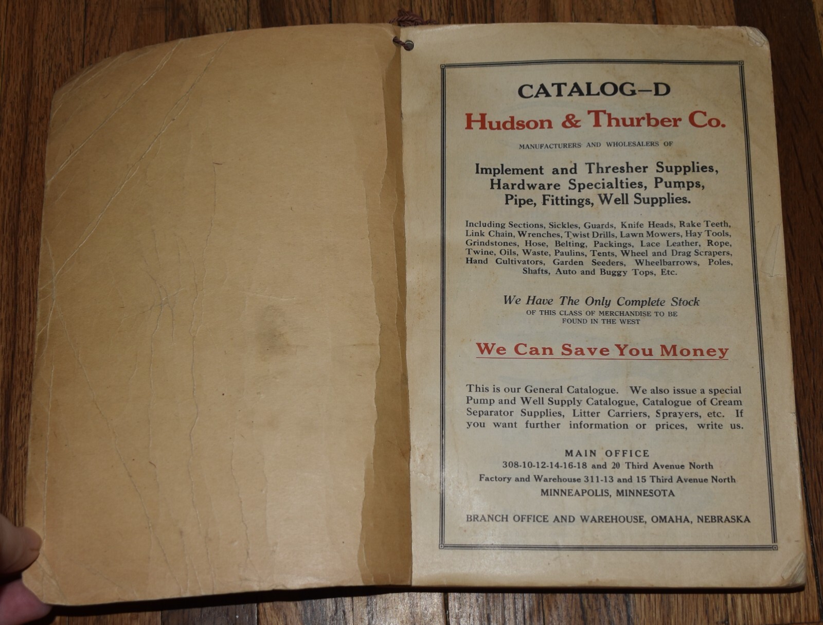 Antique HUDSON & THURBER Co Thresher Farm Omaha Minneapolis Hardware Catalog