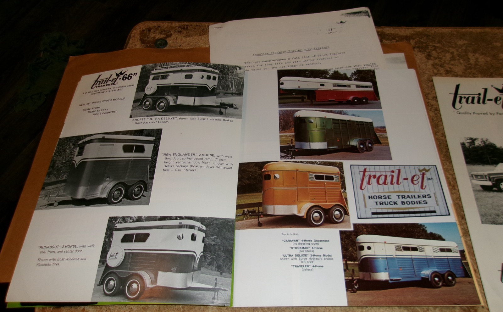 1979-80 trail-et assorted horse + livestock trailers brochures nice shape used