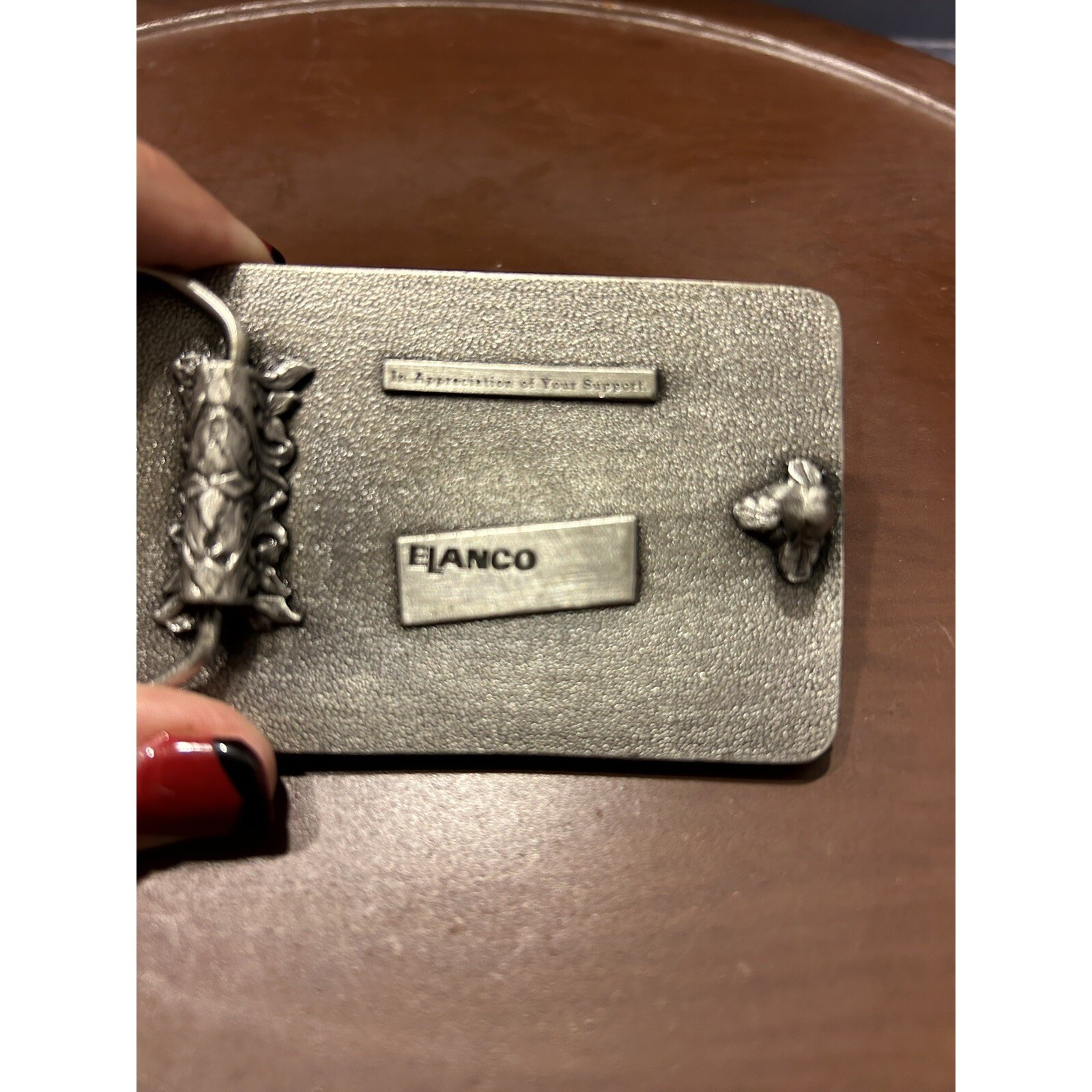 Vintage Elanco Sonalan Belt Buckle Pewter Tone In Appreciation Of Your Support