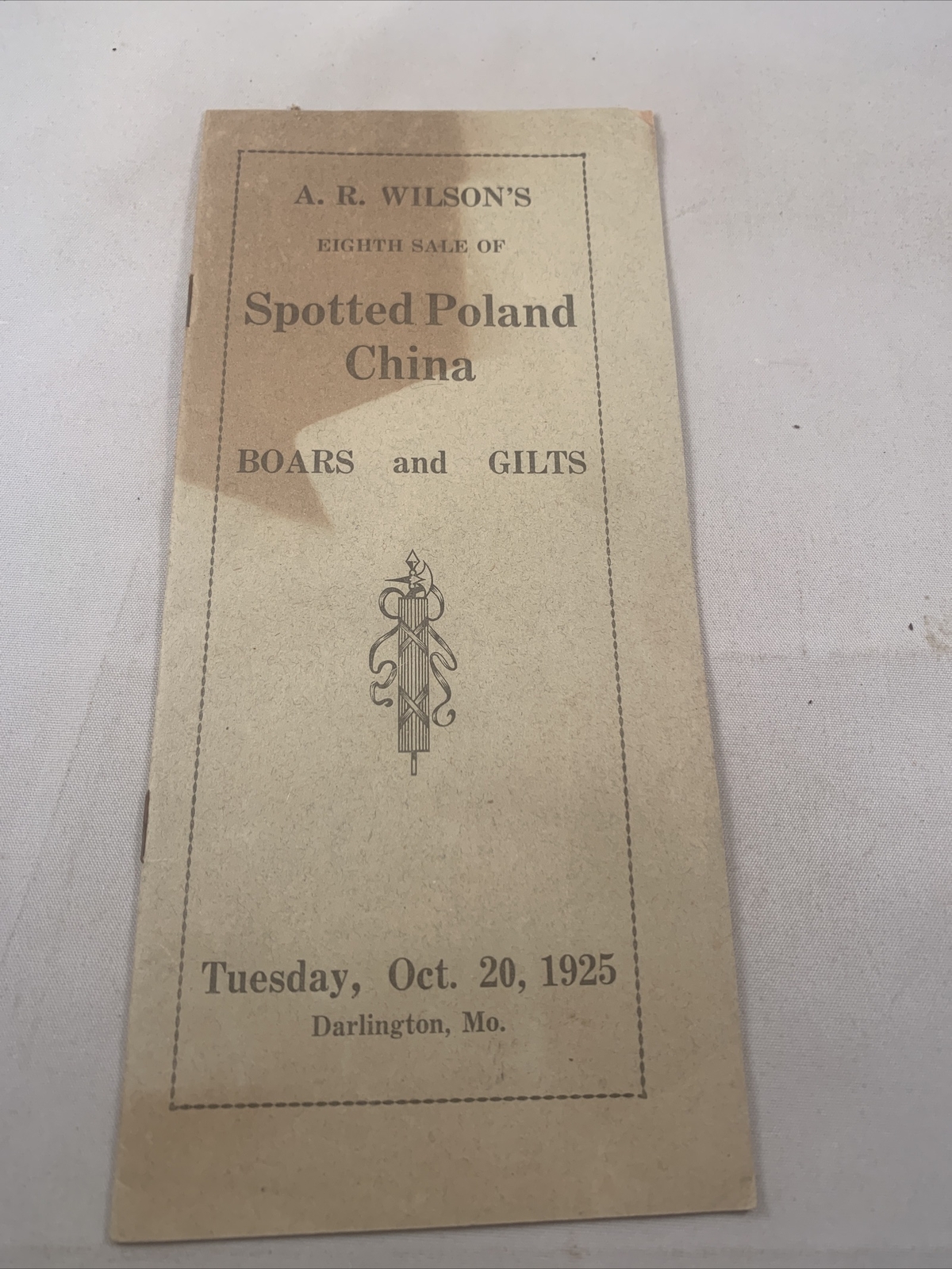 1925 Hog Sale Brochure Wilson’s Prolific Poland China Pig Farm Darlington MO