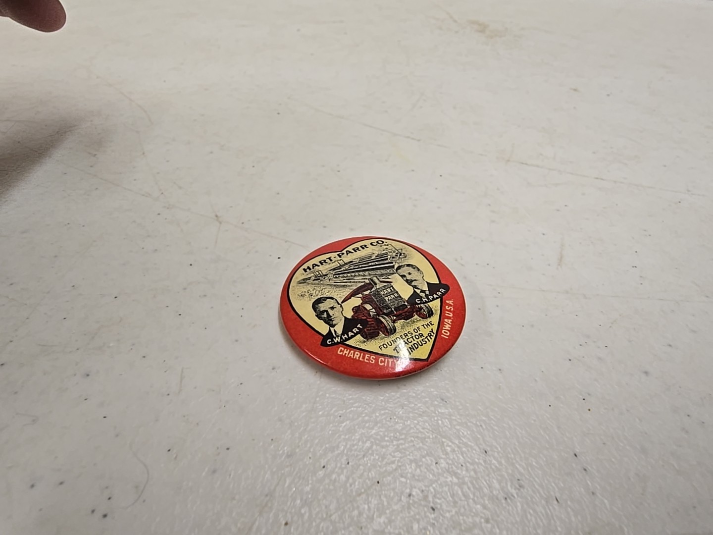 Antique Hart-Parr Charles City Iowa Tractor Industry Founder Celluloid Pinback