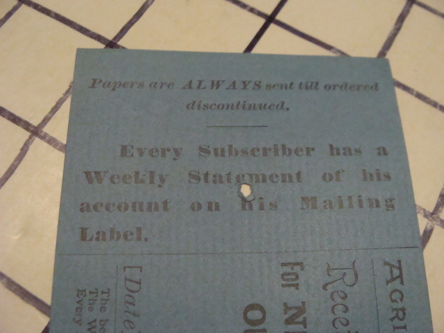 Orig Receipt — 1903 for NEW ENGLAND FARMER subscription