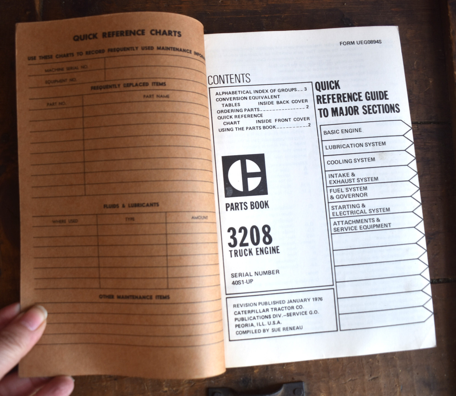 1970s Caterpillar 3208 Truck Engine Parts Book Catalog