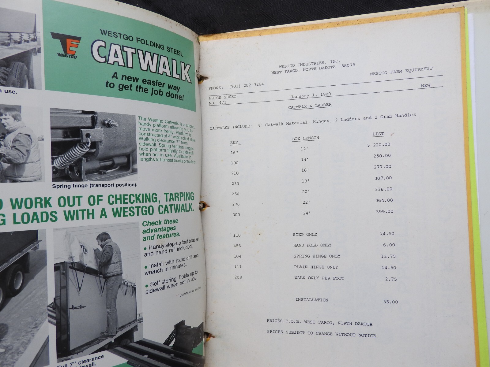 1975-85 WestGo Industries Inc West Fargo ND DEALER Sales Catalog Manual