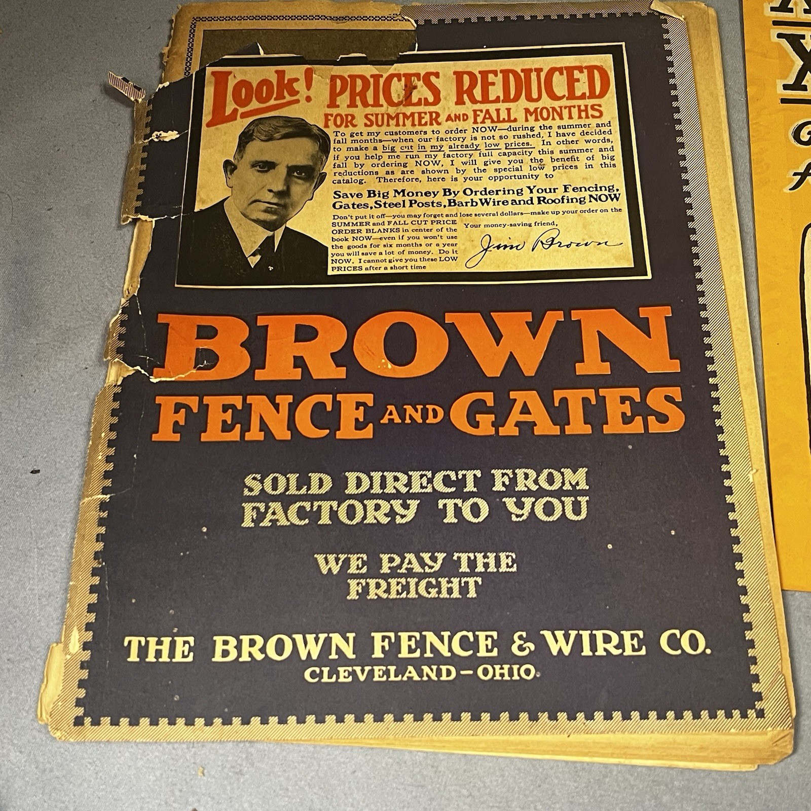 Vintage Sales Catalog Brown Fence Gate Barbes Wire