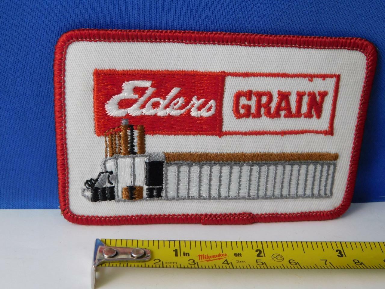 ELDERS GRAIN VINTAGE PATCH HAT VEST BADGE ELEVATOR FARMER TRUCKER ADVERTISING
