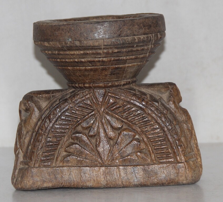 Antique Wooden Agricultural Seed Holder Bijni Original Old Hand Carved