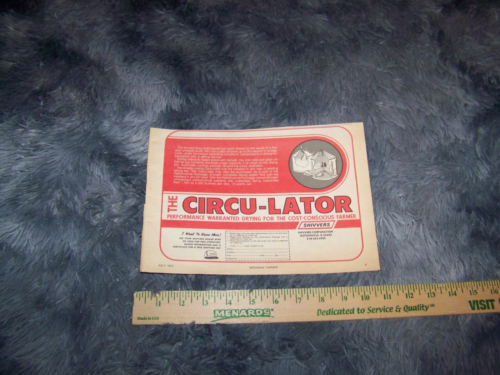 Shivvers Circu-Lator Farm / Agricultural Print Ad from Magazine Vintage 1977