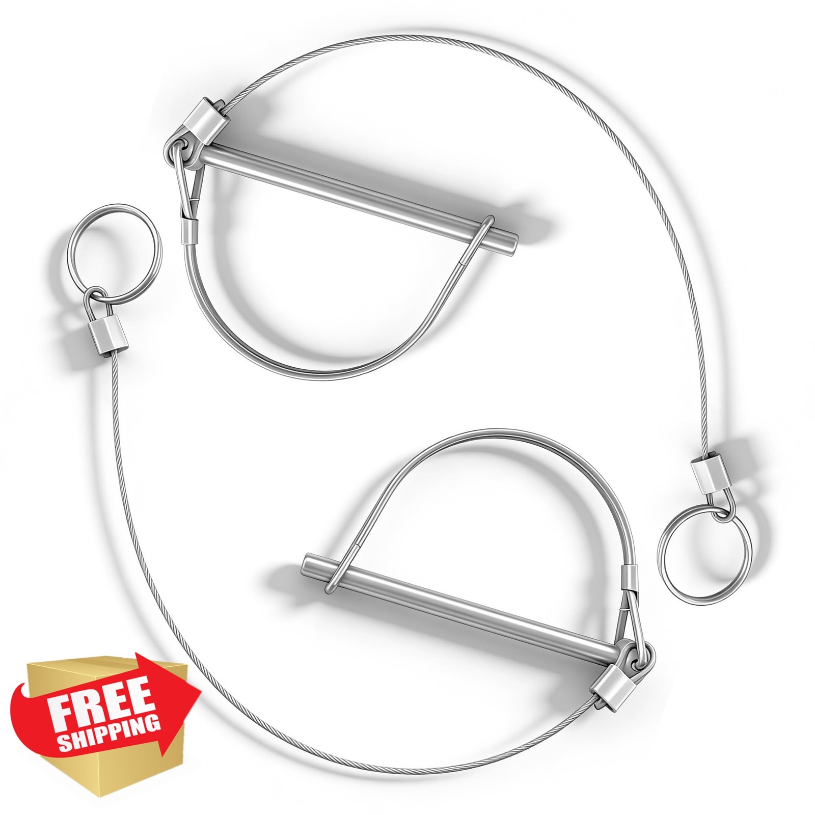 Ayxwkyfc 2 Pack Trailer Pin w/Wire 1/4&Prime; x 3.54&Prime;