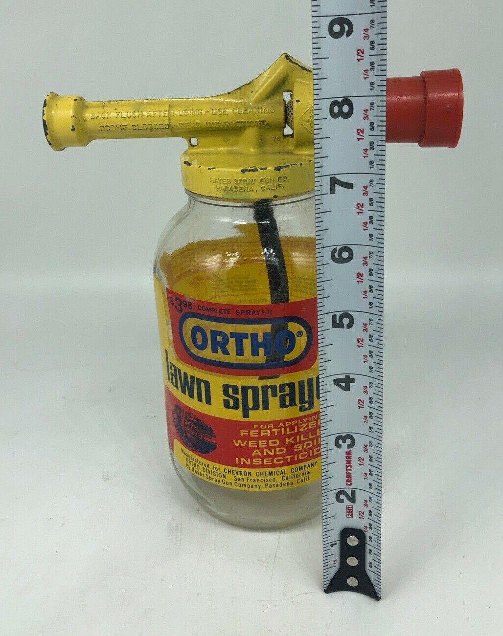 Vintage 1960&rsquo;s Metal Ortho Chevron Chemical Lawn Fertilizer Glass Sprayer
