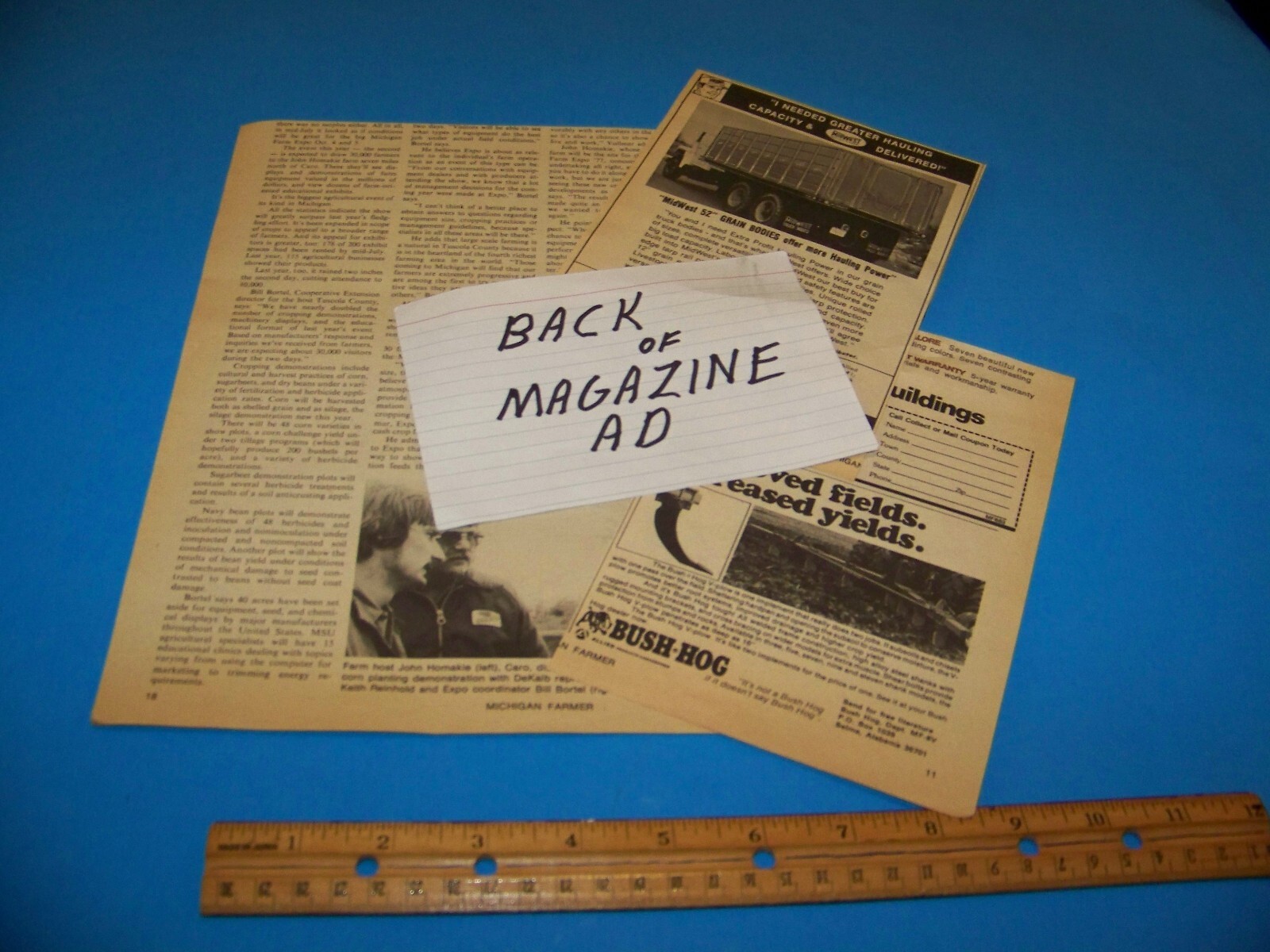 Mixed Lot Agricultural Print Ads from Magazine Vintage 1977 Moridge / E Bonds