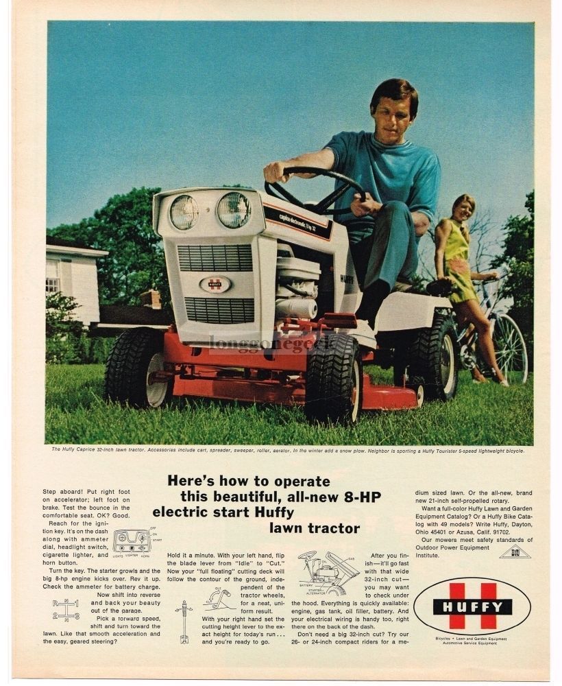 1970 HUFFY Caprice Lawn Garden Tractor Vintage Ad