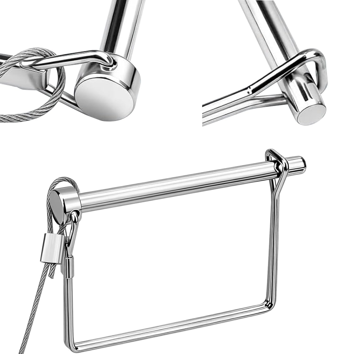 2 Pack 5/16&Prime;x4&Prime;Trailer Coupler Pin with Anti-Loss Cable, Square Wire Lock Pin fo