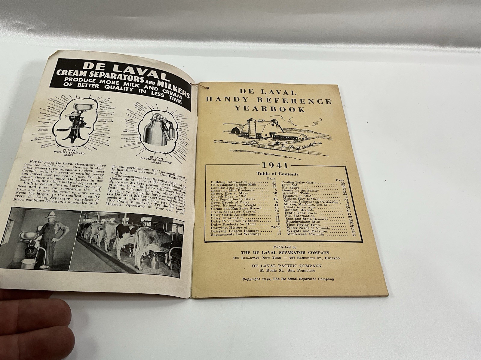 1941 De Laval Handy Reference Yearbook Dairy Farm Almanac Salisbury MO