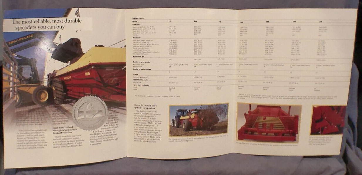 New Holland Box Spreaders Models 130 145 155 165 185 190 195 Sales Brochure