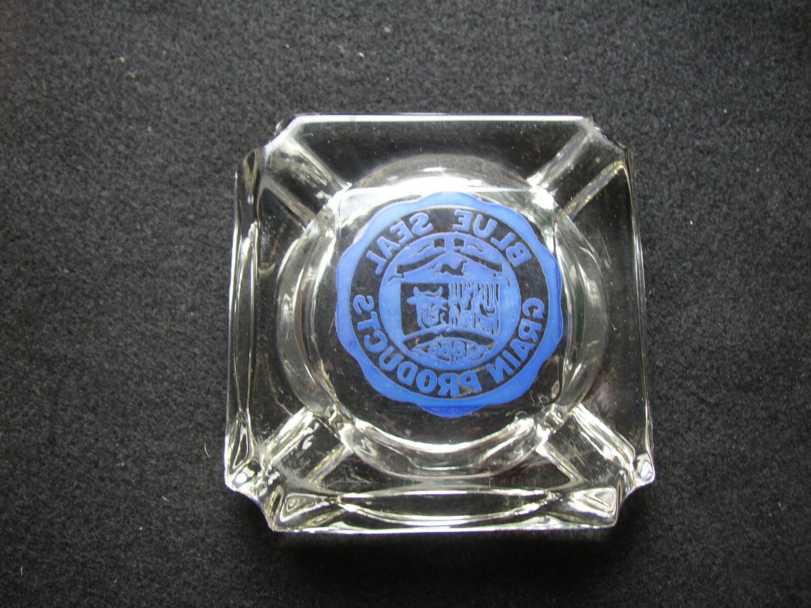 Blue Seal Grain Products vintage Glass Ashtray