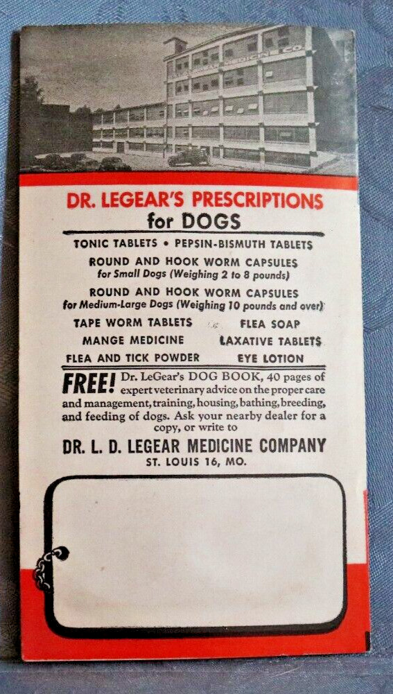 Vintage Dr LeGear&rsquo;s Dog Flea Tick Lice Powder Pamphlet States Contains DDT