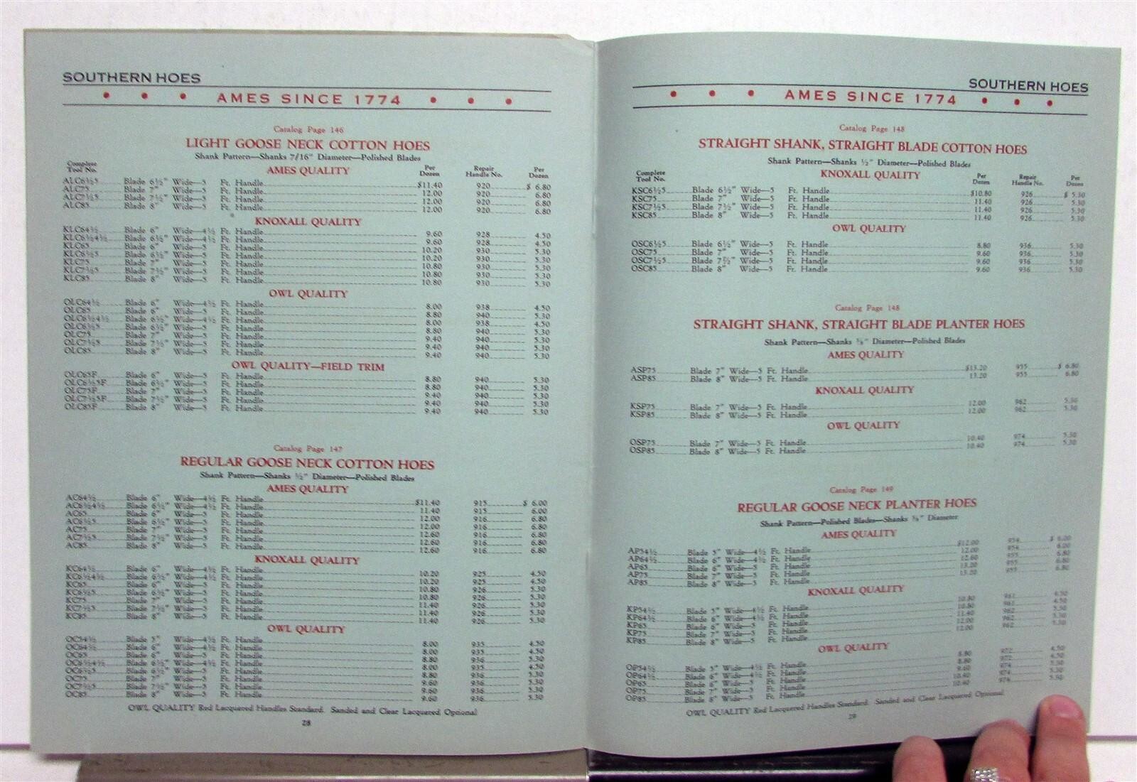 1939 Ames Baldwin Wyoming Forks Hoes Rakes Pricing Order Codes Sales Catalog