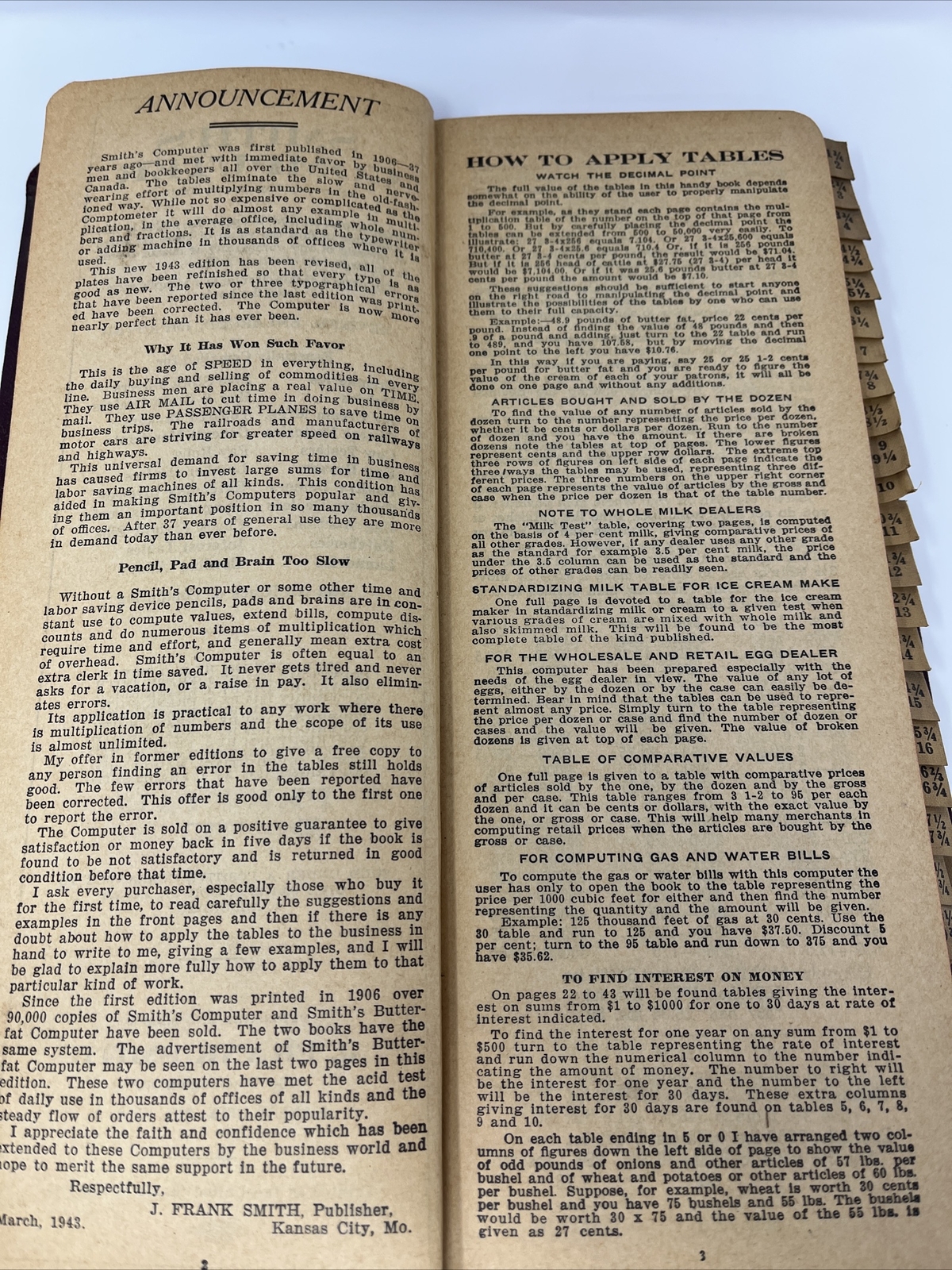 Vtg Butterfat Calculator Book 1940s Smith&rsquo;s Computer Commodities