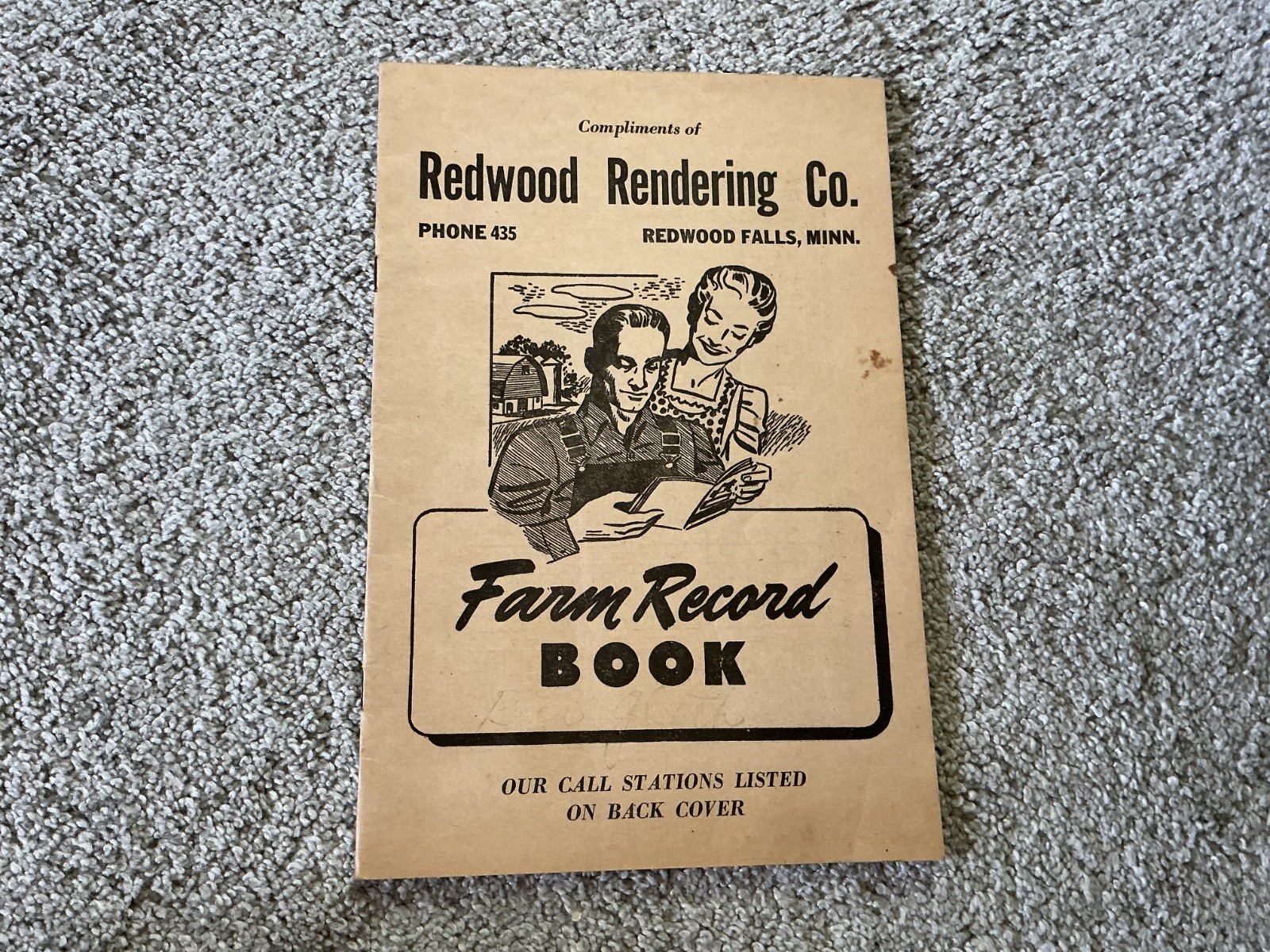 Vtg. 1947 Farm Acct. Record Book Redwood Rendering Co. Redwood Falls, Minnesota