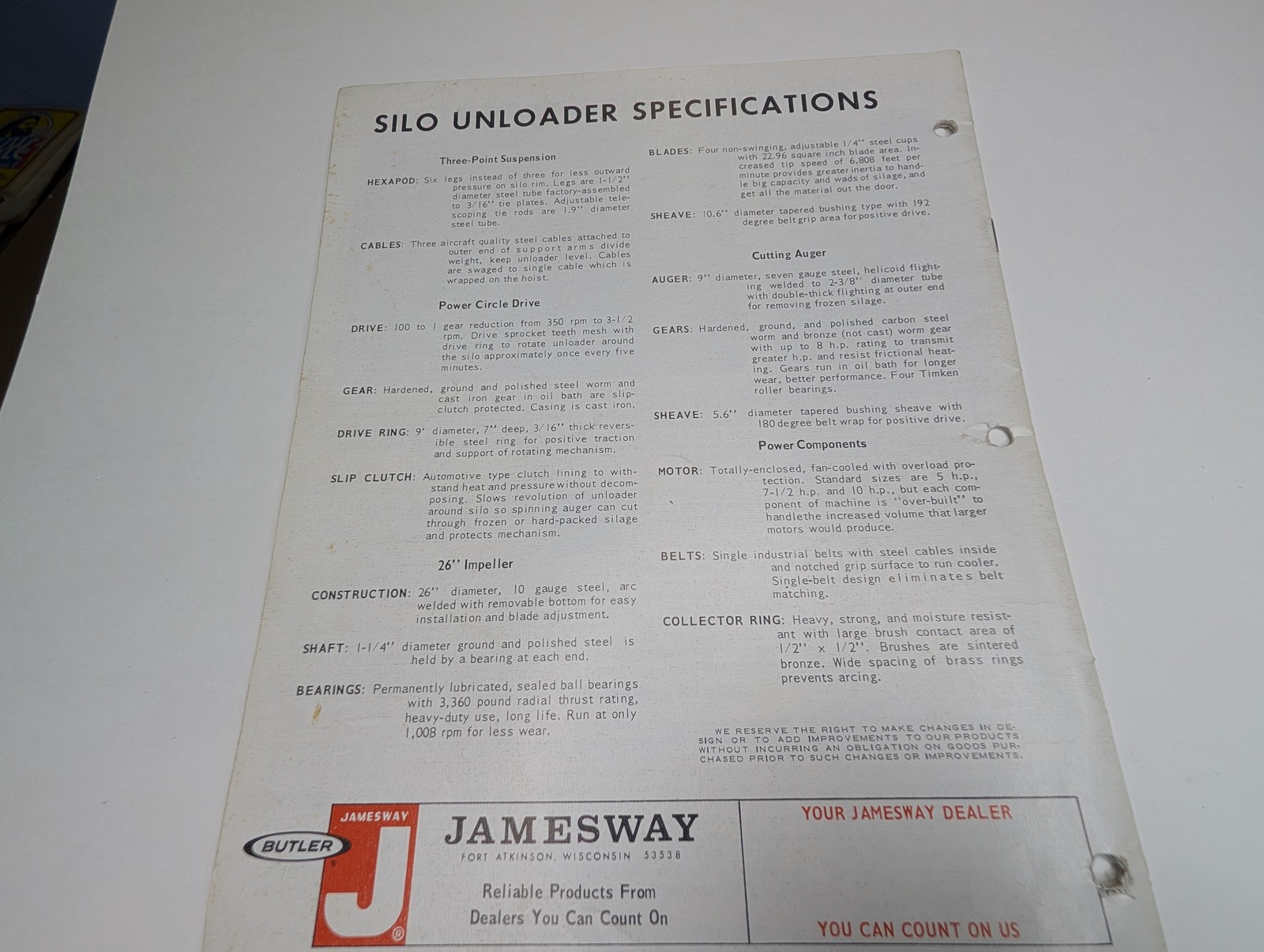 Vtg Jamesway Butler Silex Volumatic II Silo Unloader Brochure Farm Door Salesman