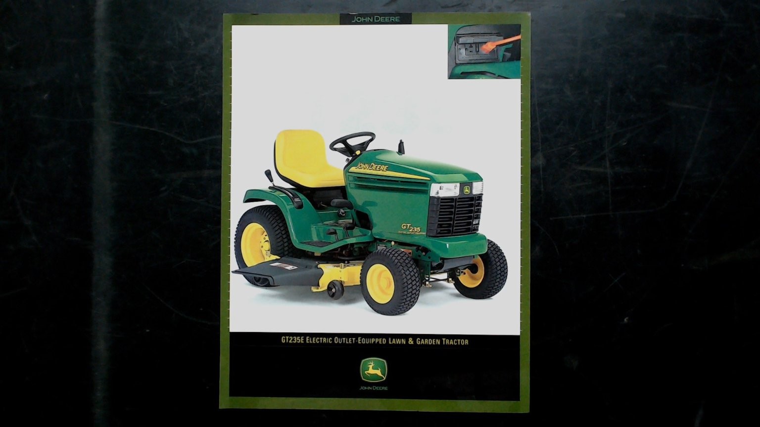 John Deere GT235E Lawn Garden Tractor Brochure Specs 1990s Green