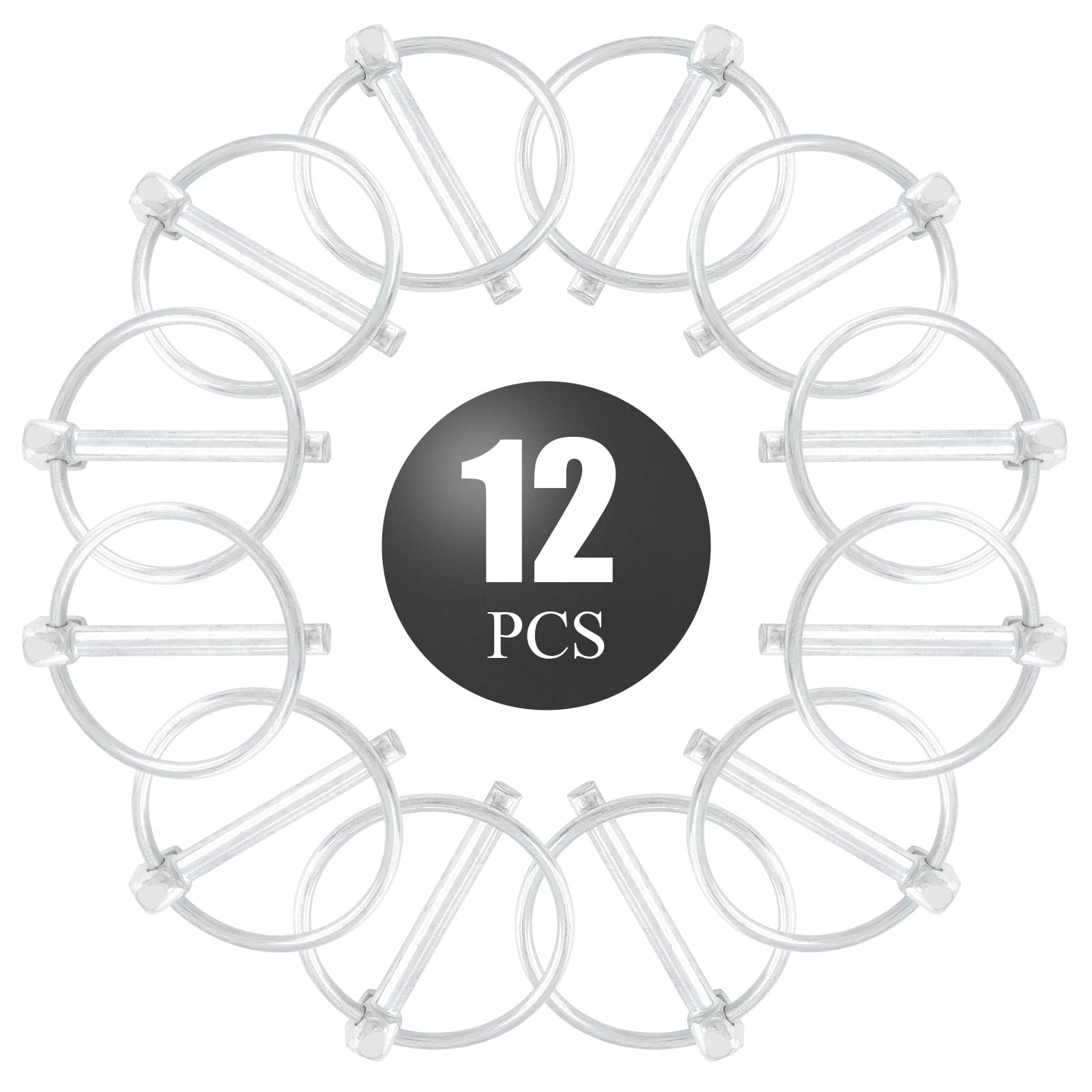 12Pcs 3/16 Inch Heavy Duty Lynch Pin with Ring Round Linch Pins Assortment
