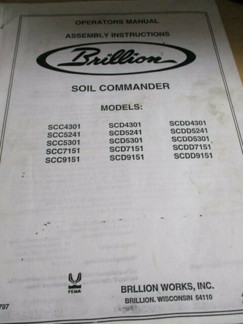 Brillion Soil Commander SCC, SCD, SCDD Series Operator&rsquo;s Manual & Parts Catalog